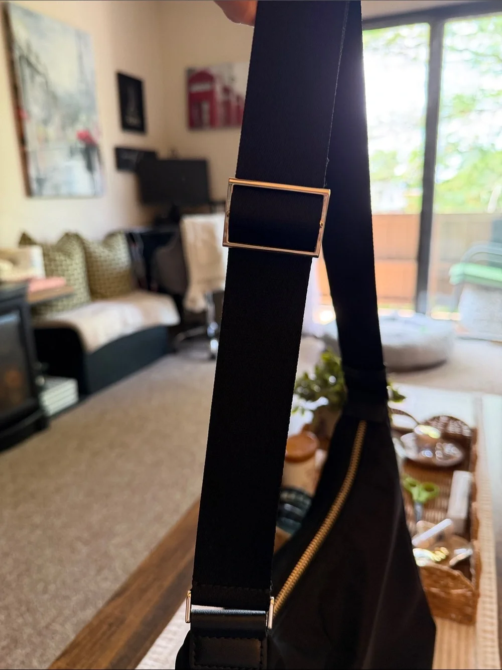 kate spade black nylon shoulder hobo bag